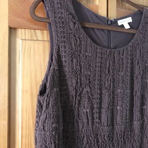 Like new. Brown sleeveless embroidered dress